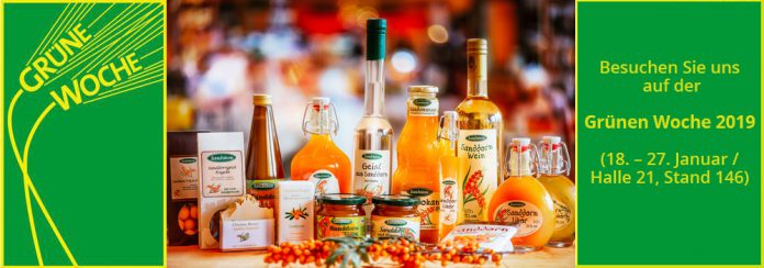 Sanddorn-Delikatessen auf der Grünen Woche 2019 in Berlin Sanddorn-Delikatessen auf der Grünen Woche 2019 in Berlin